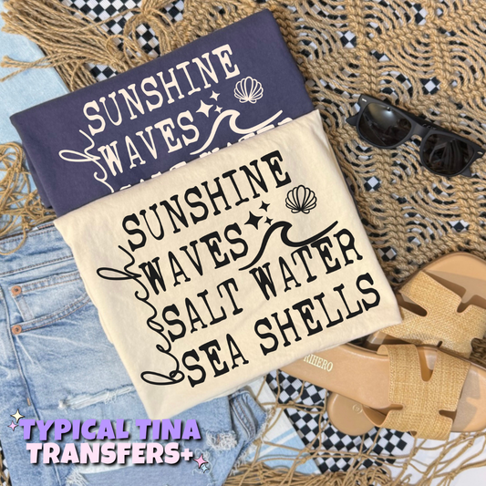 Sunshine, waves, salt water, sea shells | DTF Transfers | POD