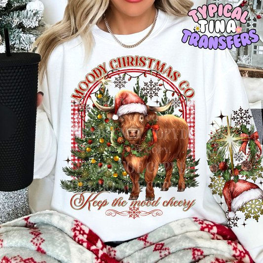 Moody Christmas co. Cow | DTF Transfer | POD