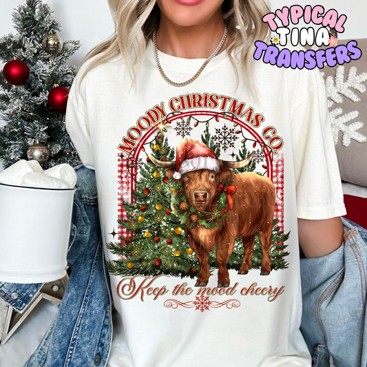 Moody Christmas co. Cow | DTF Transfer | POD