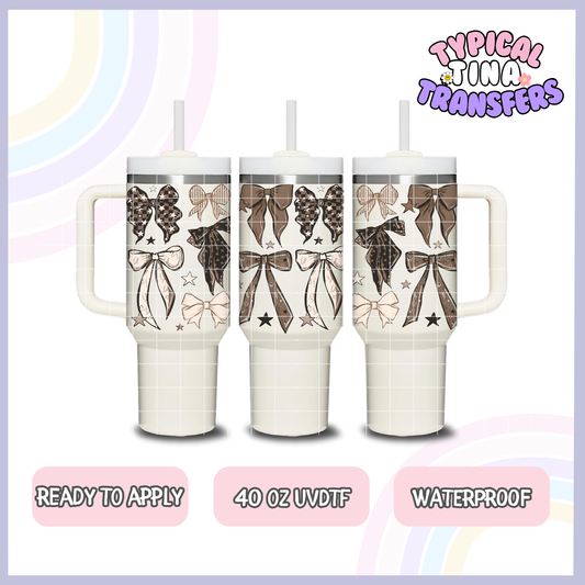 Neutral bows | 40oz UVDTF Wrap | POD