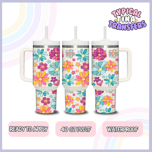 Bright retro florals | 40oz UVDTF Wrap | POD