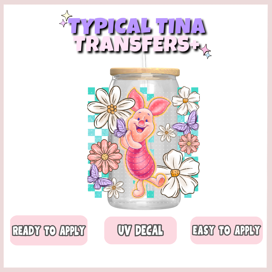 Floral Cute pig | UV decals | POD