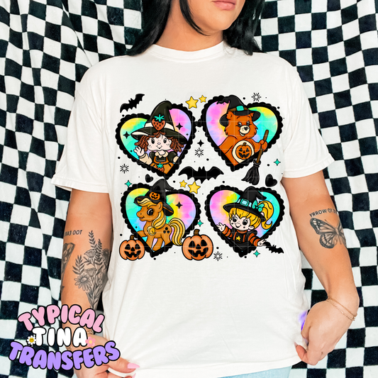 Halloween Nostalgia Cartoon Rainbow background | DTF Transfer | 11" Adult