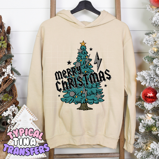 Merry christmas Checkered lightning | DTF Transfer | POD