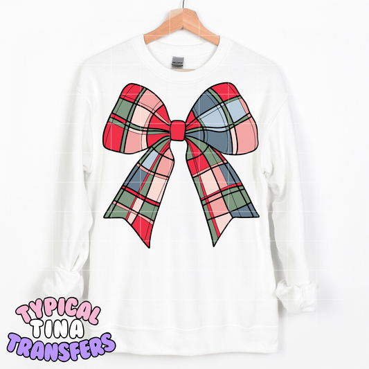 Holiday Plaid bow | DTF Transfer | POD