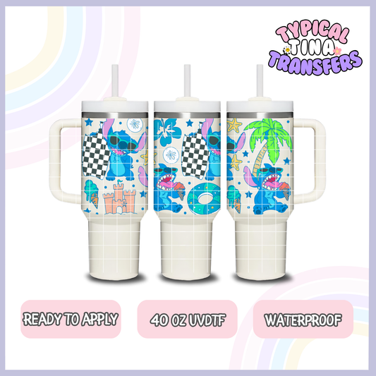 Blue Surfing Alien | 40oz UVDTF Wrap | POD