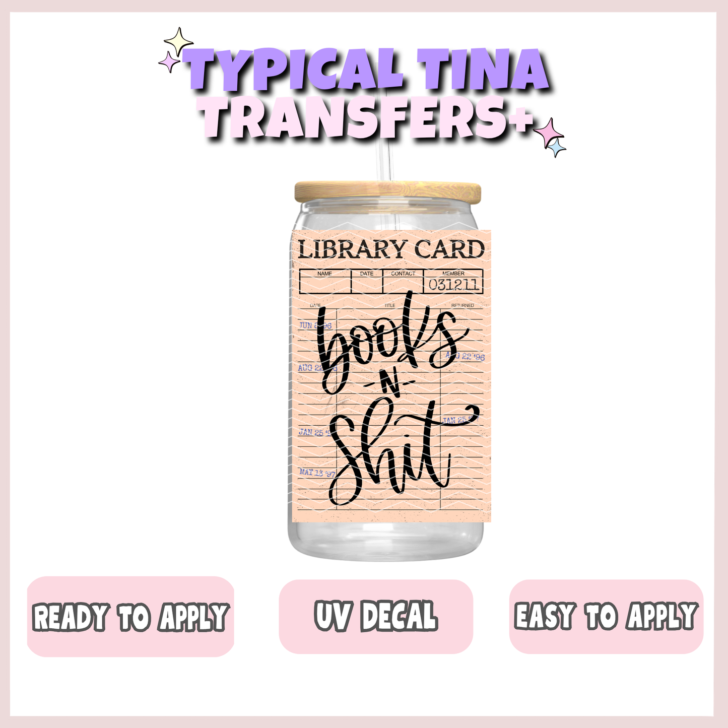 Library card - books n shit | UV decals | POD