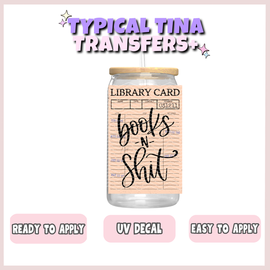 Library card - books n shit | UV decals | POD