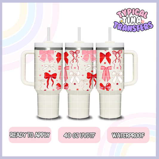 Christmas Pink and Red bows | 40oz UVDTF Wrap | POD