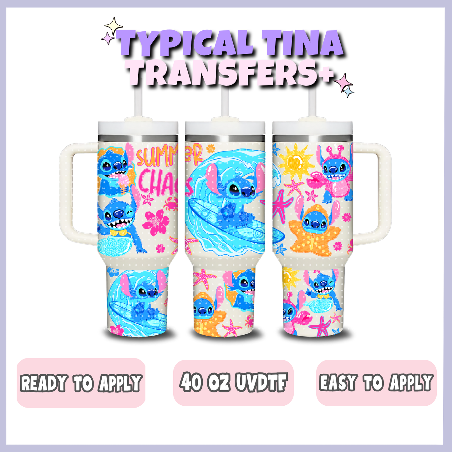 Blue Alien Summer chaos | 40oz UVDTF Wrap | POD