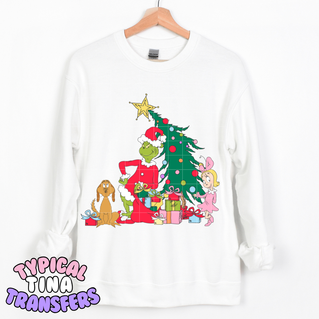 Classic Gr!nch and Cindy, Tree in Red | DTF Transfer | POD