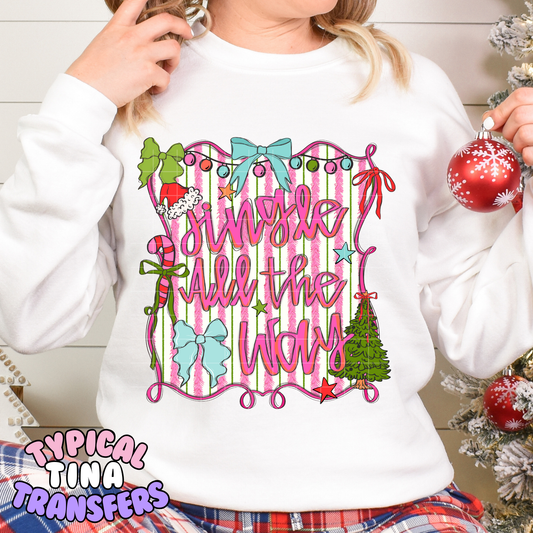 Jingle all the way pattern stamp | DTF Transfer | 15" Adult