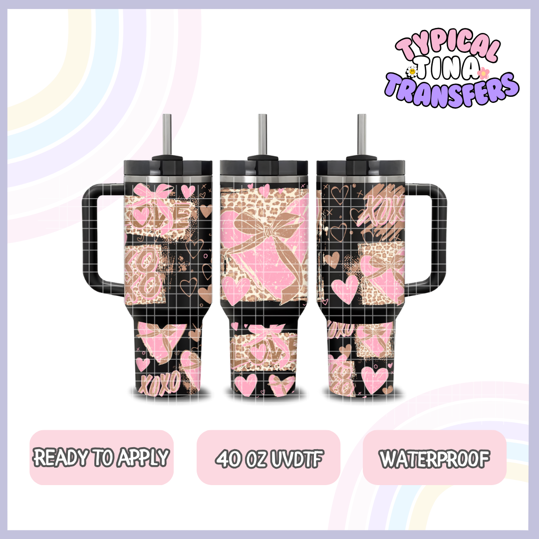 Leopard print in pink love | 40oz UVDTF Wrap | POD