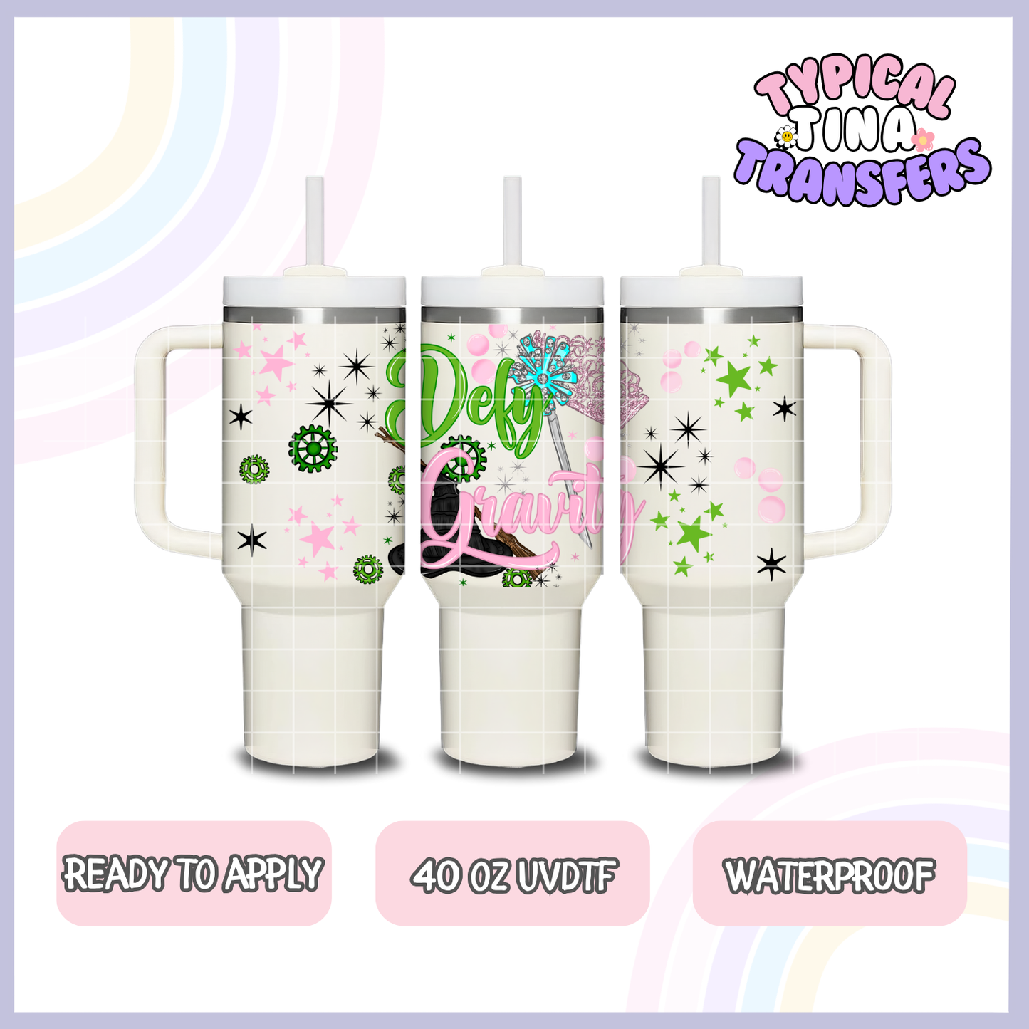 Green and pink | 40oz UVDTF Wrap | POD