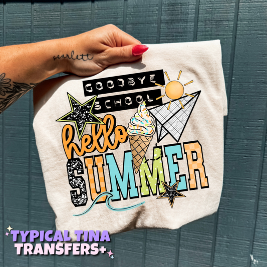 Good bye school hello summer (orange) | DTF Transfers | POD
