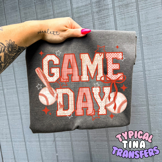 Game day baseball (red tone) | DTF Transfers | POD