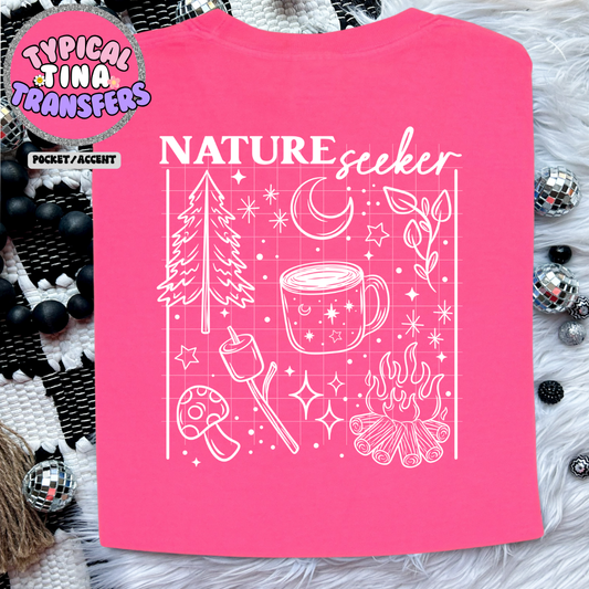 Nature Seeker (white letters) | DTF Screen Print | POD