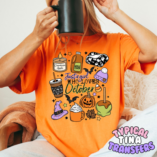 Just a girl who loves October | DTF Transfer | POD