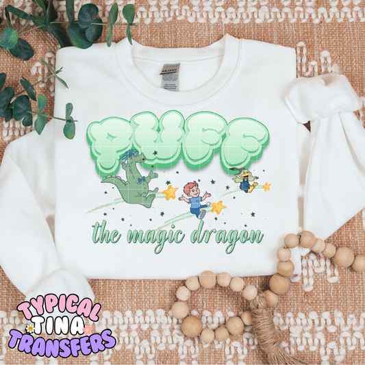 Puff Magic Drag - dark green stars | DTF Screen Print | POD