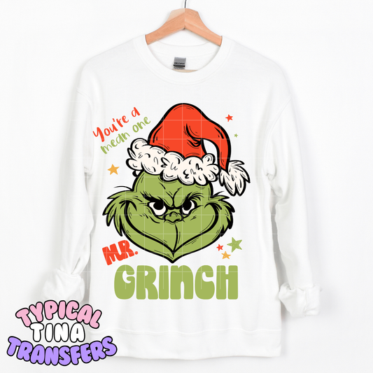 Mr. Gr!nch Santa Hat drawn | DTF Transfer | POD