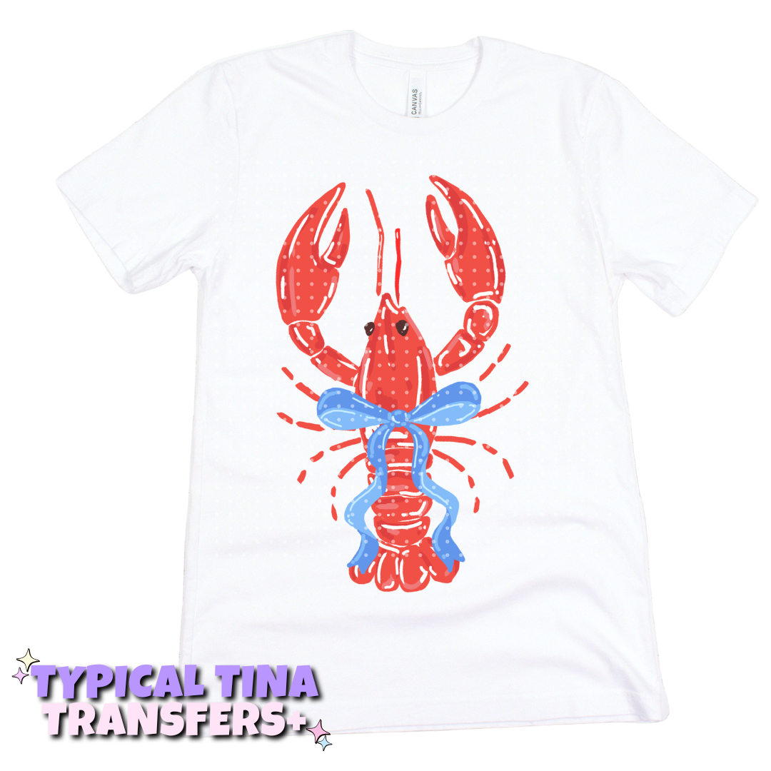Big Lobster blue bow | DTF Transfers | POD