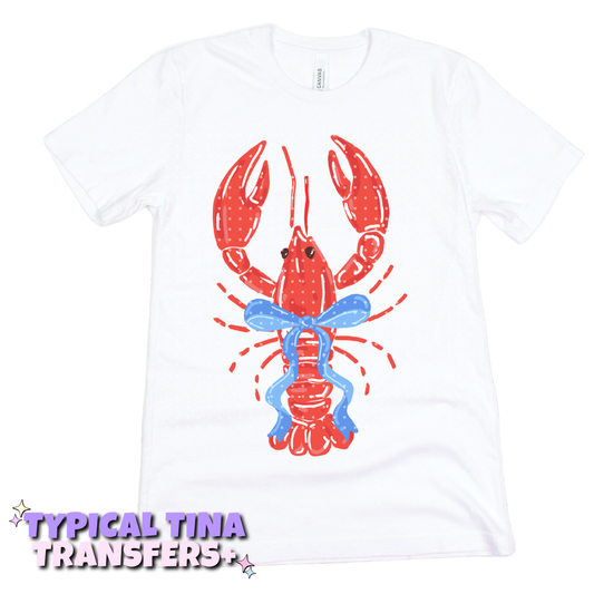 Big Lobster blue bow | DTF Transfers | POD