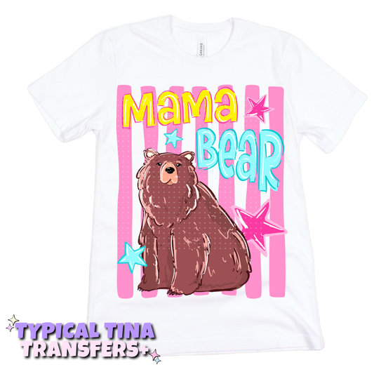 Mama bear (pink stripes) | DTF Transfers | POD