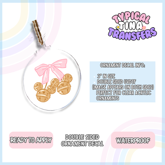 Mouse Ornaments pink bow | 3" Ornament Decal | POD