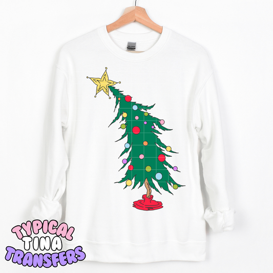 Leaning Gr!nch Tree (dark green) | DTF Transfer | POD