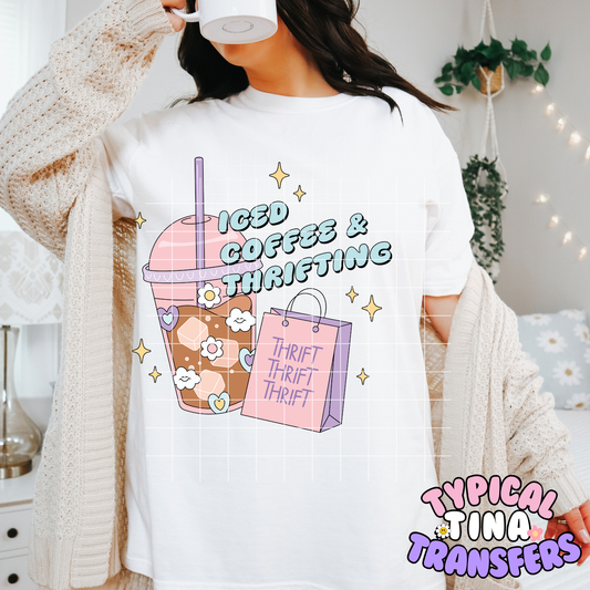 ice coffee and thrifting | DTF Transfer | POD