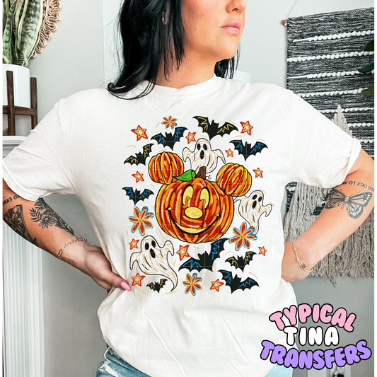 Boho Mick Pumpkin and ghosts | DTF Transfer | POD
