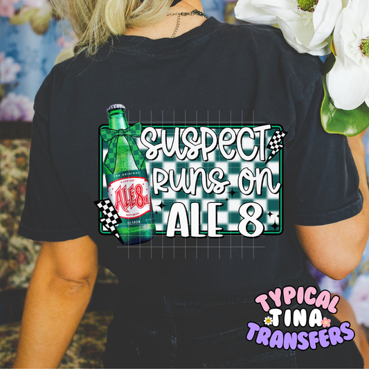 Suspect Runs on Ale #| DTF Screen Print | POD