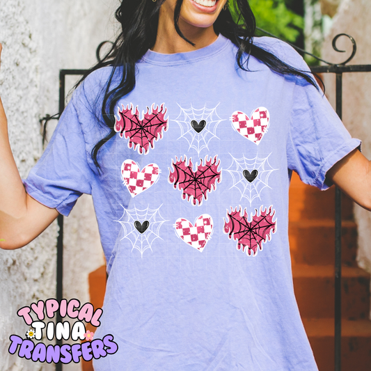 Webbed hearts pink | DTF Screen Print | POD