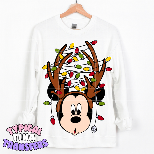 M Mouse Antlers and lights | DTF Transfer | POD