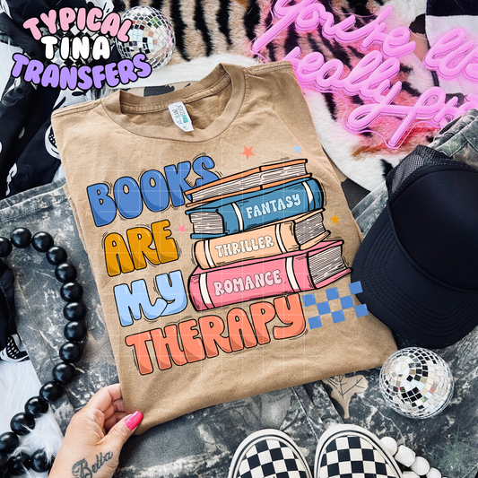 Books are my therapy | DTF Transfer | POD