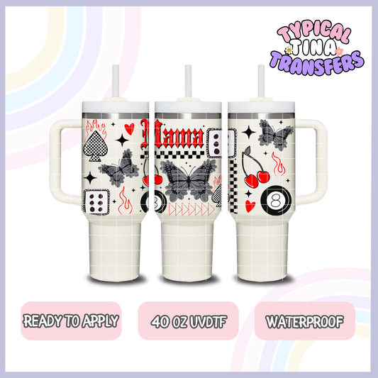 Mama red & butterflies | 40oz UVDTF Wrap | POD