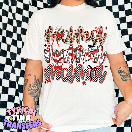 Mama patterns and cherries | DTF Transfer | POD