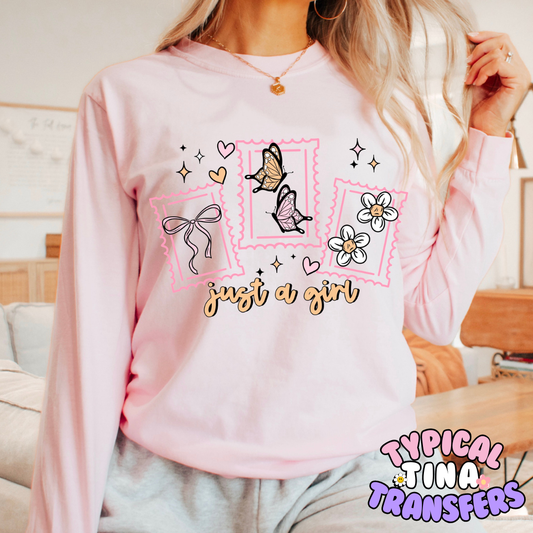 Just a girl Stamps | DTF Screen Print | POD