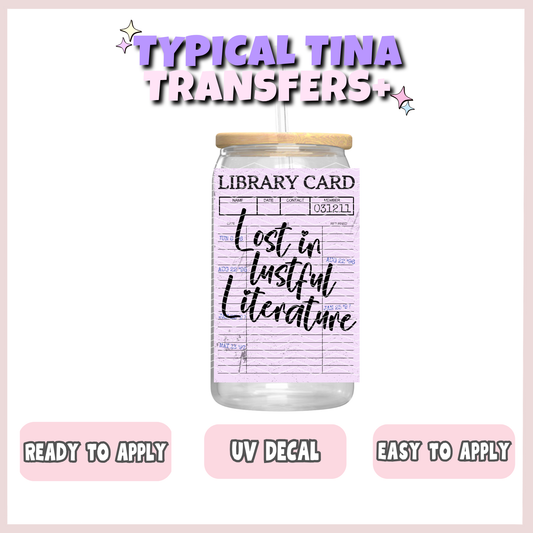 Library card - lost in lustful literature | UV decals | POD
