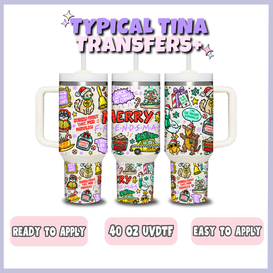 Xmas Doodle - Merry Friendmas | 40oz UVDTF Wrap | POD