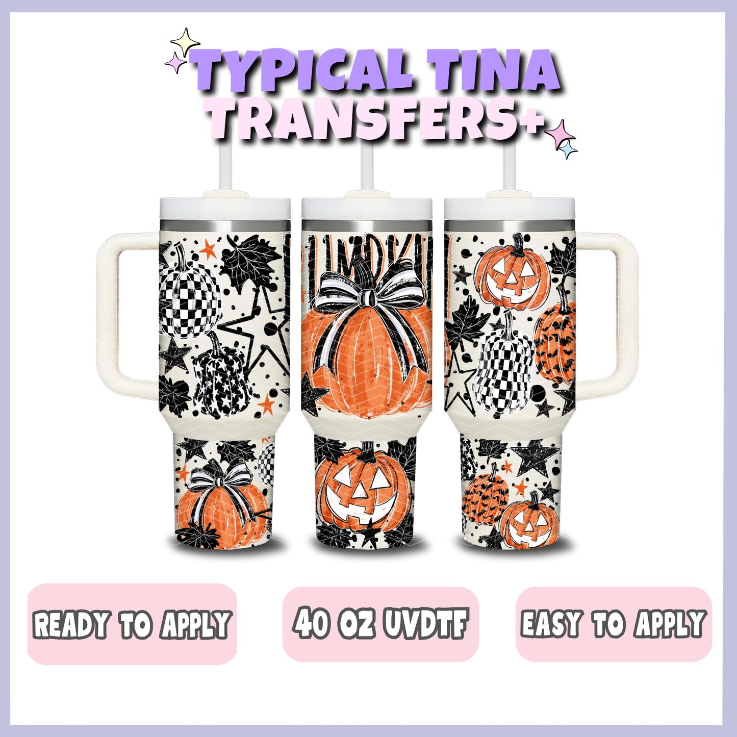 Pumpkins in B&W | 40oz UVDTF Wrap | POD