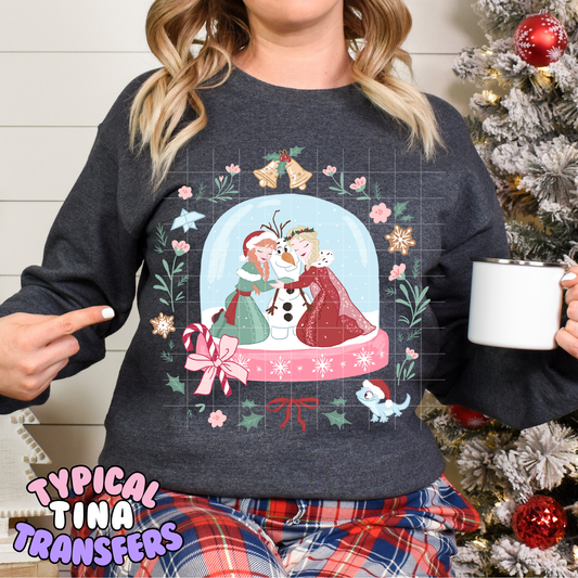 Christmas Sisters with florals | DTF Transfer | POD