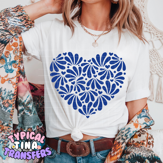 Talavera heart (blue) | DTF Screen Print | POD