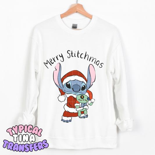 Blue Alien Santa suit and toy | DTF Transfer | POD