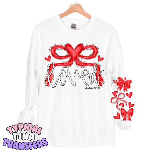 Loved Red bow J 3:16 | DTF Transfers | POD