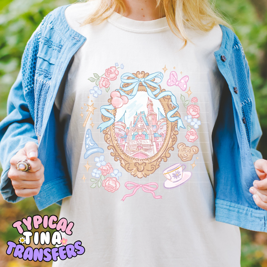 Drawn Mirror Castle with Elements | DTF Screen Print | POD