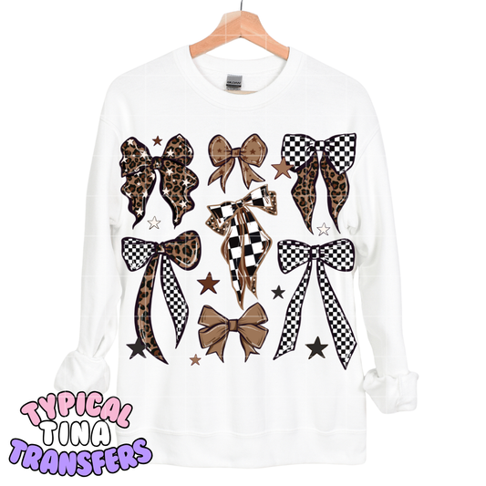 Checkered Brown/Tan bows | DTF Transfers | POD