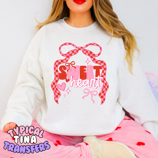 Sweet heart (checkered ribbon) | DTF Transfers | POD