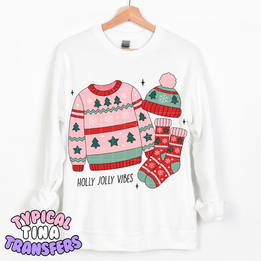 Holly Jolly Vibes (cozy) |  DTF Transfer | POD