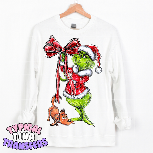 Glitter Gr!nch and max| DTF Transfer | POD